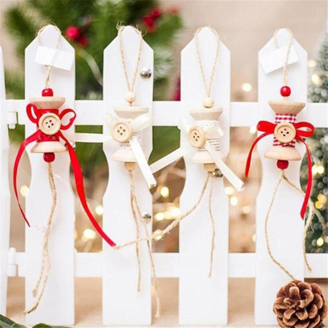 Wisiorki Boże Narodzenie drewniane DIY - choinka, przyciski, łuki - dekoracje świąteczne dla dzieci - Wianko - 3