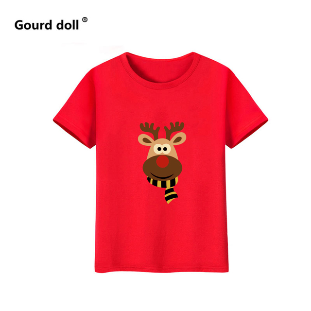 Rodzinne ubrania na Boże Narodzenie - czerwona koszulka krótki rękaw z jeleniami w stylu Harajuku dla mamy, taty, córki, syna i dziecka - Wianko - 8