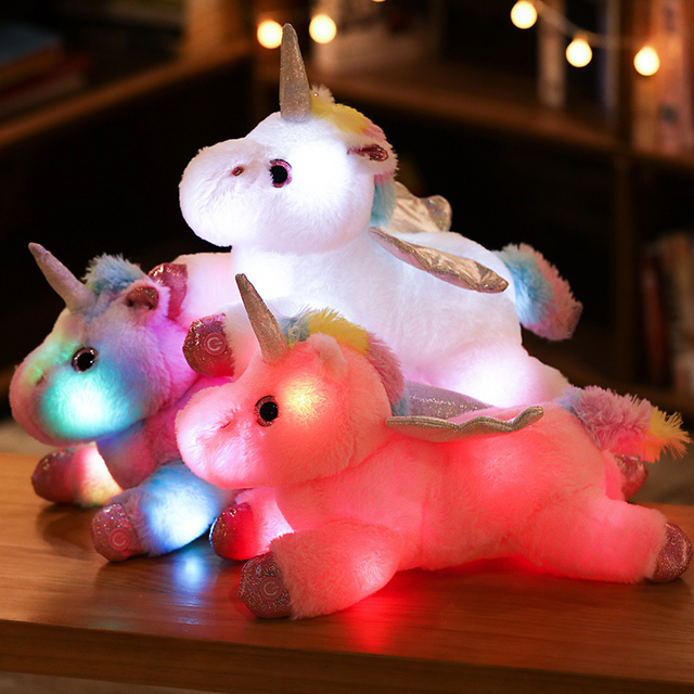 Pluszowy jednorożec LED 38cm - kreatywne światło, nadziewane, świecące, dla dzieci, świąteczne, urodzinowe - Wianko - 3