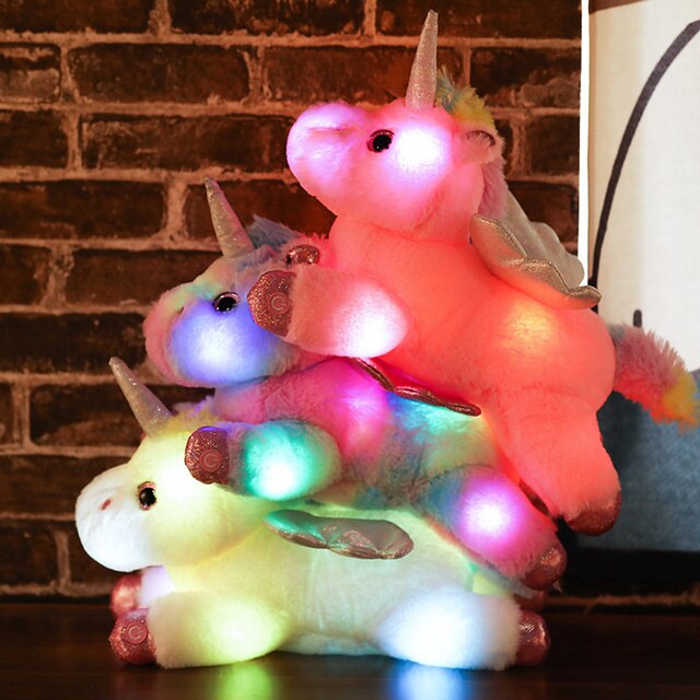Pluszowy jednorożec LED 38cm - kreatywne światło, nadziewane, świecące, dla dzieci, świąteczne, urodzinowe - Wianko - 4