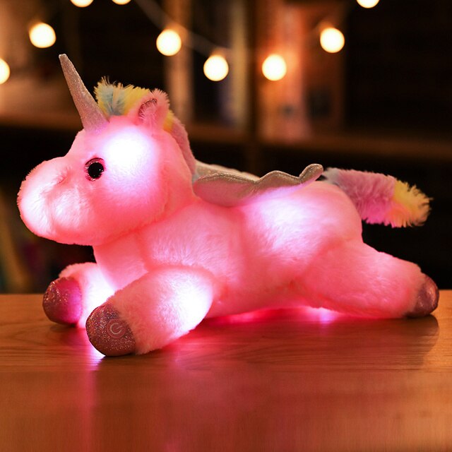 Pluszowy jednorożec LED 38cm - kreatywne światło, nadziewane, świecące, dla dzieci, świąteczne, urodzinowe - Wianko - 6