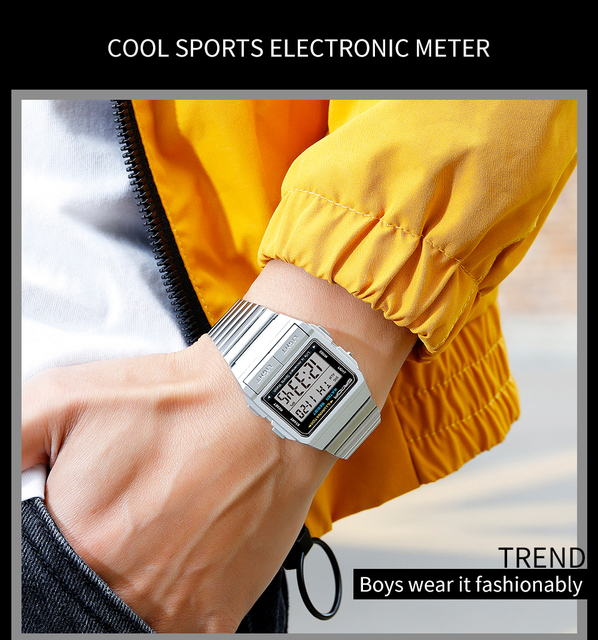 Wodoodporny zegarek męski LED cyfrowy z budzikiem, marka luksusowa - Wianko - 6