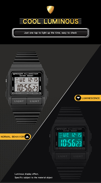 Wodoodporny zegarek męski LED cyfrowy z budzikiem, marka luksusowa - Wianko - 5