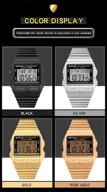 Wodoodporny zegarek męski LED cyfrowy z budzikiem, marka luksusowa - Wianko - 16