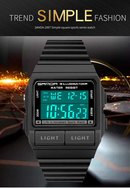 Wodoodporny zegarek męski LED cyfrowy z budzikiem, marka luksusowa - Wianko - 1