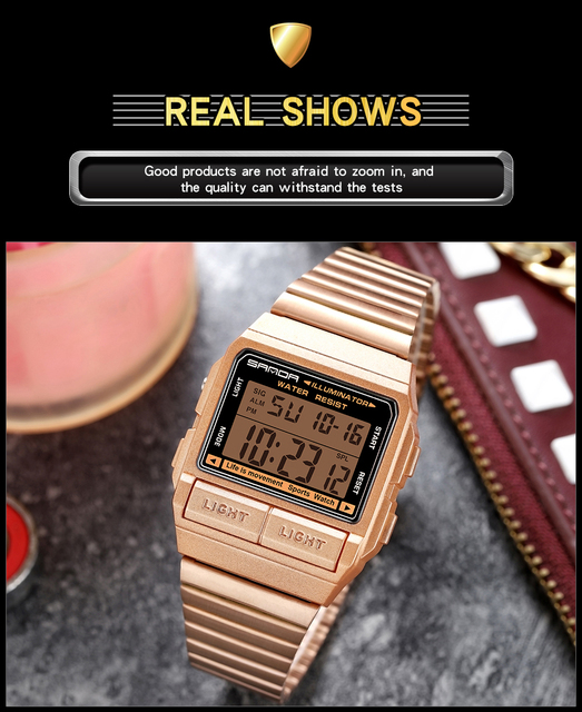 Wodoodporny zegarek męski LED cyfrowy z budzikiem, marka luksusowa - Wianko - 10