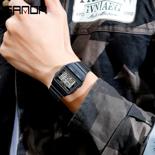 Wodoodporny zegarek męski LED cyfrowy z budzikiem, marka luksusowa - Wianko - 3