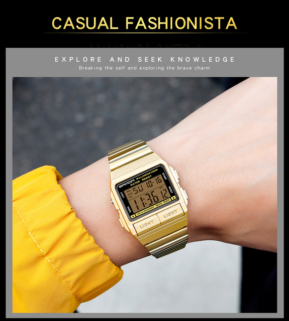 Wodoodporny zegarek męski LED cyfrowy z budzikiem, marka luksusowa - Wianko - 8