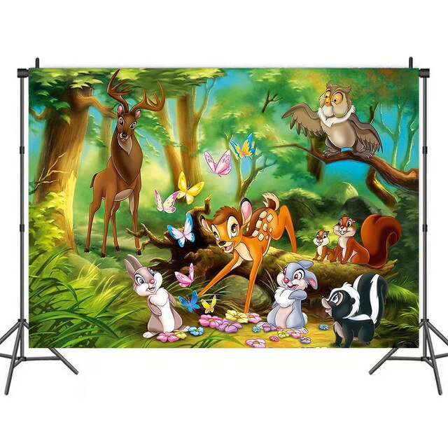 Disney Bambi - materiałowe tło fotograficzne do dekoracji pokoju i ściany - Wianko - 1