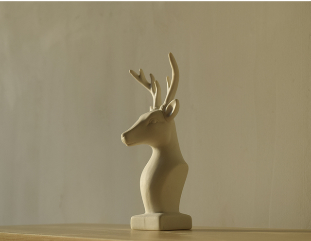 Nordycka biała ceramiczna głowa jelenia - dekoracje do domu - Wianko - 19
