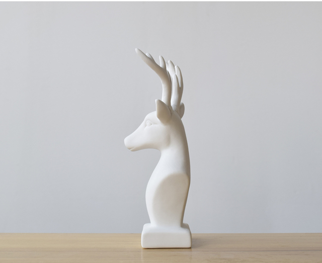 Nordycka biała ceramiczna głowa jelenia - dekoracje do domu - Wianko - 28