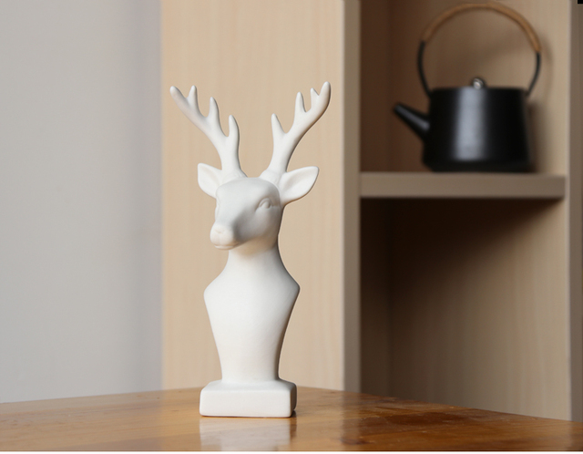 Nordycka biała ceramiczna głowa jelenia - dekoracje do domu - Wianko - 26