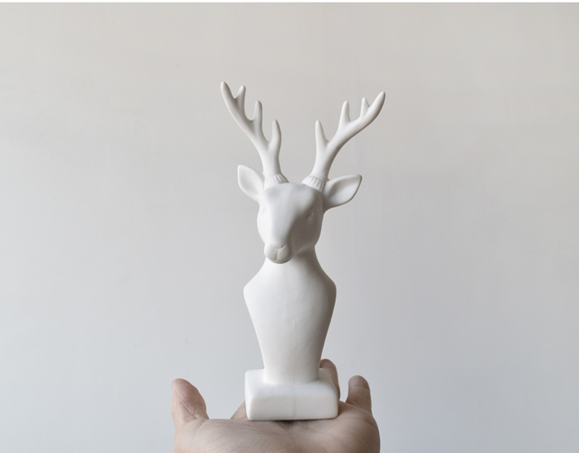 Nordycka biała ceramiczna głowa jelenia - dekoracje do domu - Wianko - 18