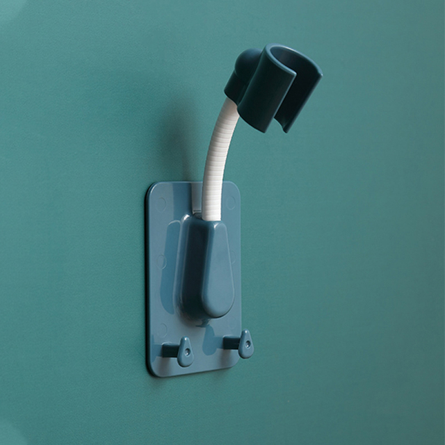 Regulowany uchwyt prysznicowy 360 ° z samoprzylepną słuchawką do montażu ściennego, 2 haczyki do szczoteczek i past do zębów, stojak SPA - Wianko - 4