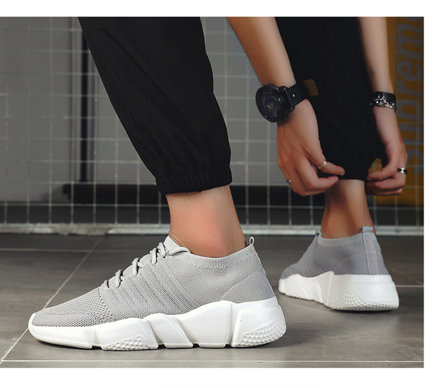 Męskie buty do tenisa na zewnątrz z oddychającym materiałem siatki, fitness i skarpety, rozmiar 39-48 - Wianko - 13