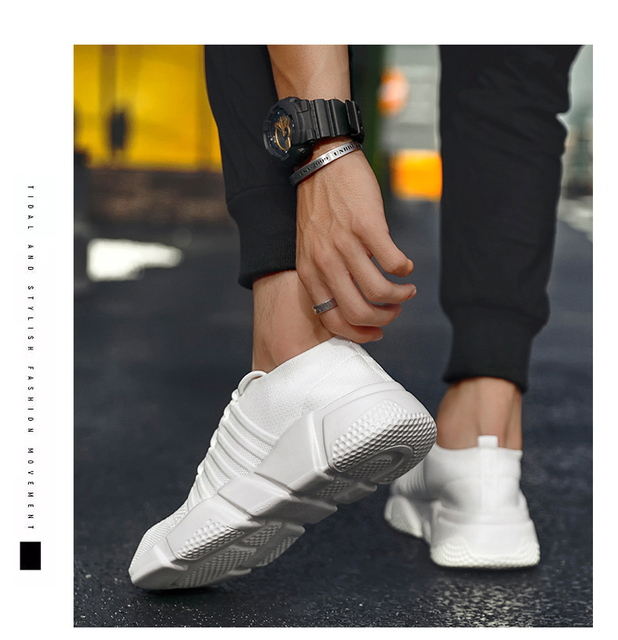 Męskie buty do tenisa na zewnątrz z oddychającym materiałem siatki, fitness i skarpety, rozmiar 39-48 - Wianko - 6