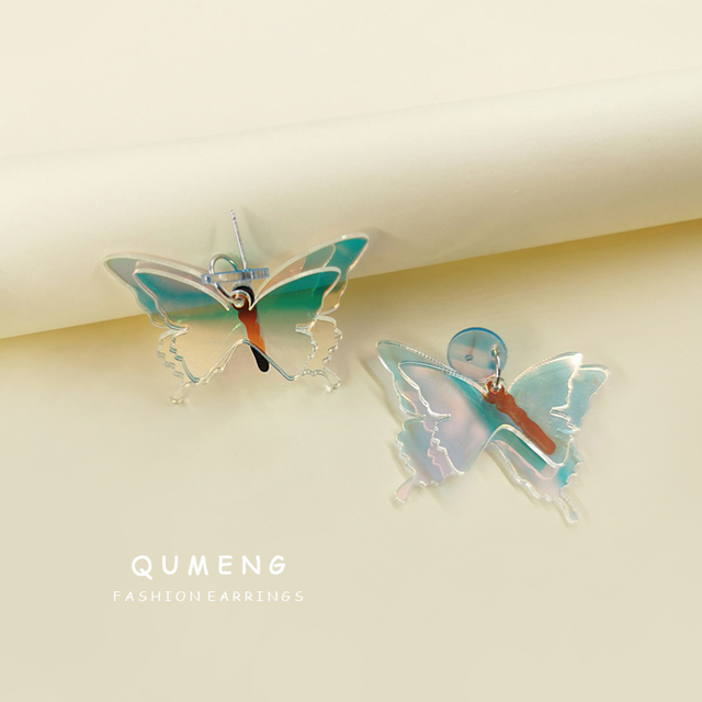 Kolczyki damskie akrylowe kolorowe z motylem Retro - 2021 Trendy inspiracja Shining Laser Sense - Wianko - 21