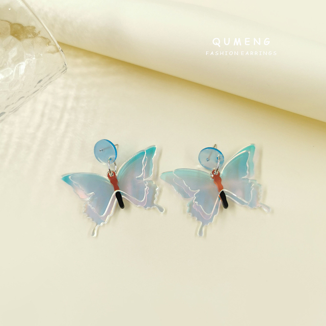 Kolczyki damskie akrylowe kolorowe z motylem Retro - 2021 Trendy inspiracja Shining Laser Sense - Wianko - 19