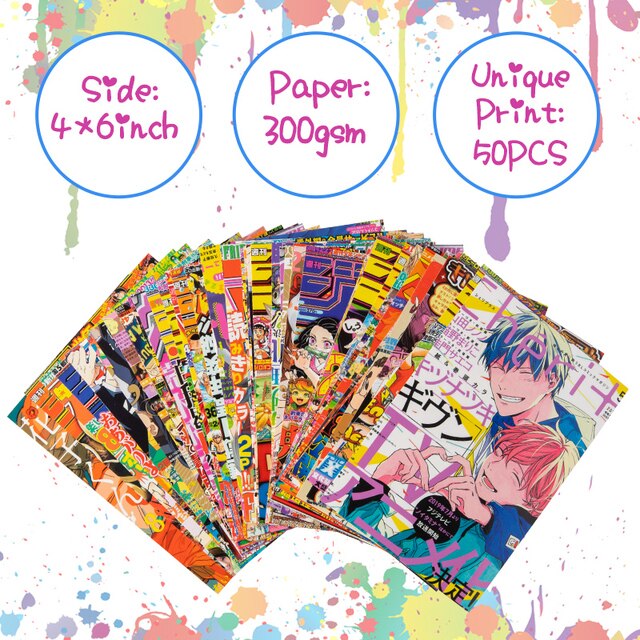50 sztuk naklejek Anime Magazine - estetyczny kolaż ścienny Manga, jasne kolory, dekoracja do sypialni dla młodych dorosłych - Wianko - 1