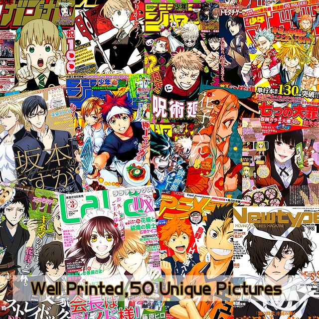 50 sztuk naklejek Anime Magazine - estetyczny kolaż ścienny Manga, jasne kolory, dekoracja do sypialni dla młodych dorosłych - Wianko - 2