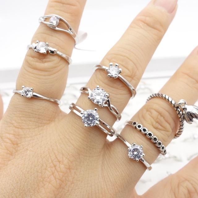 Hurtowa sprzedaż 30 sztuk mieszanych stylów kobiecych pierścieni z pięknymi cyrkoniami łączonymi z biżuterią Rhinestone - idealne prezenty na imprezy i zaręczyny - Wianko - 2