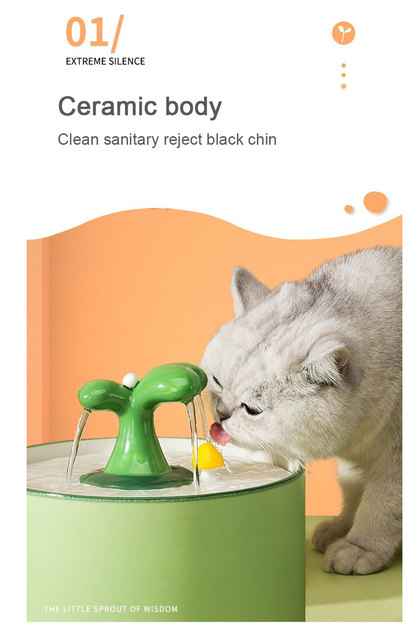 Ceramiczny, cichy automatyczny dozownik USB do wody dla kota i psa - miska 2w1 - Wianko - 3