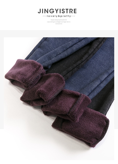 Damskie zimowe ciążowe dżinsowe polarowe spodnie - ciepłe i wygodne - Wianko - 27