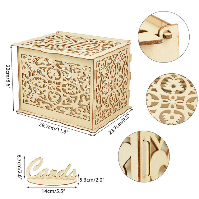 Drewniane pudełko na kartki ślubne - dekoracyjny dodatek DIY dla pary młodej - Wianko - 12