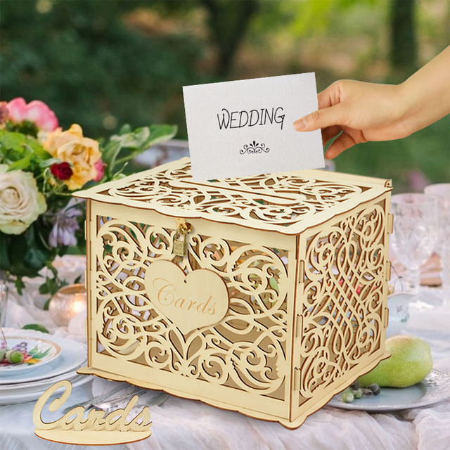 Drewniane pudełko na kartki ślubne - dekoracyjny dodatek DIY dla pary młodej - Wianko - 29