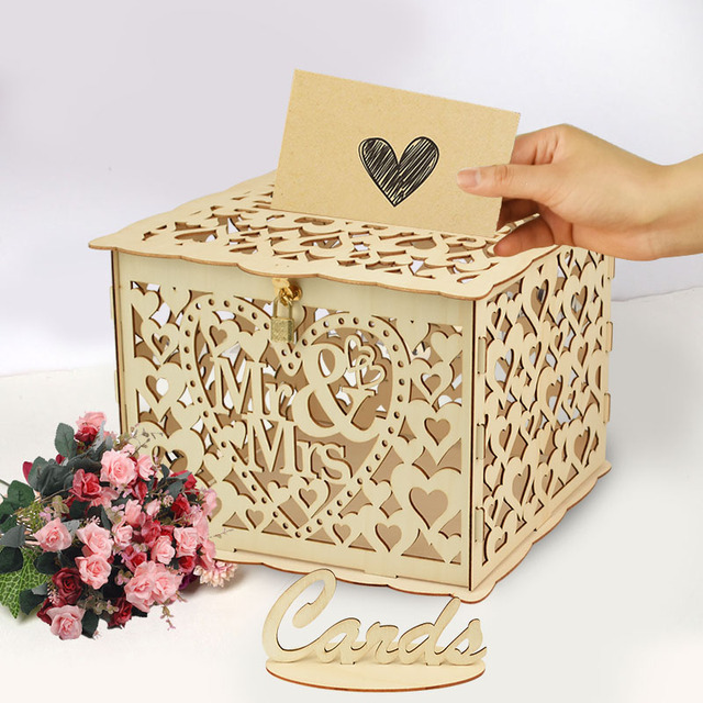 Drewniane pudełko na kartki ślubne - dekoracyjny dodatek DIY dla pary młodej - Wianko - 26