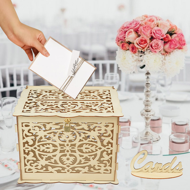 Drewniane pudełko na kartki ślubne - dekoracyjny dodatek DIY dla pary młodej - Wianko - 32