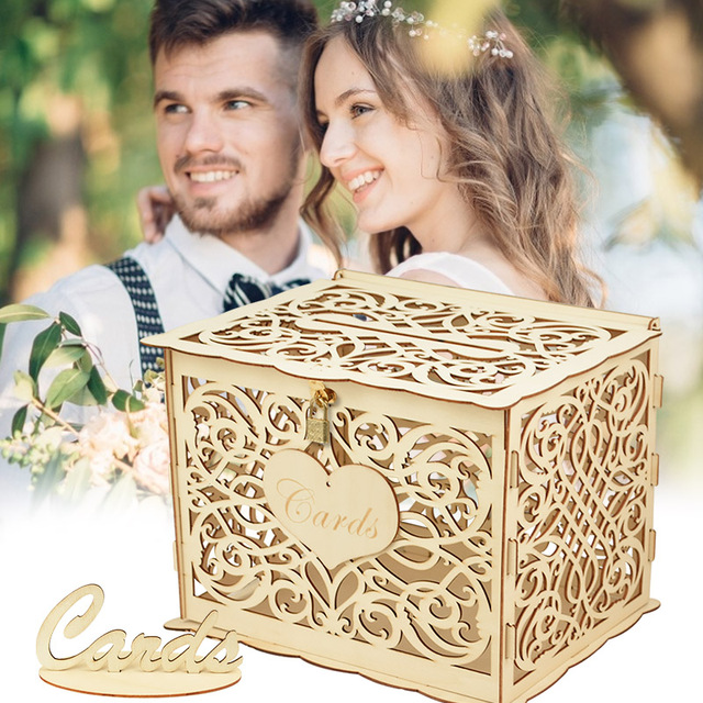 Drewniane pudełko na kartki ślubne - dekoracyjny dodatek DIY dla pary młodej - Wianko - 34