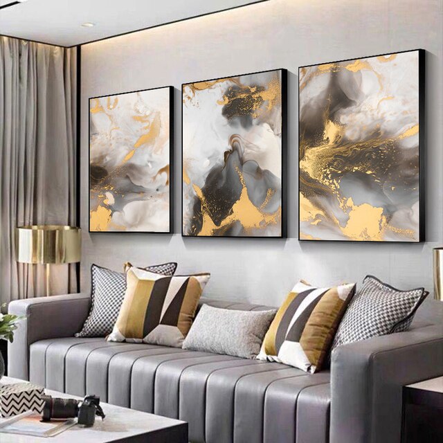 Plakat artystyczny z nowoczesnym złotem i bielą marmurową - dekoracja na ścianę do salonu Nordic i sypialni - Wianko - 3