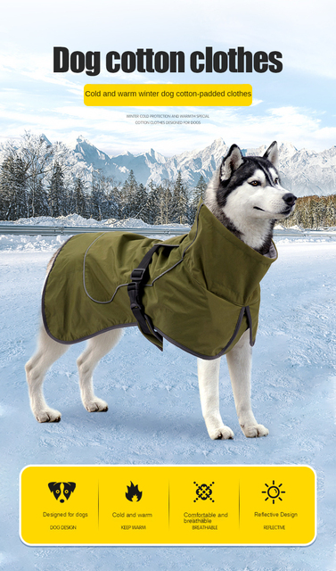 Płaszcz zimowy dla psa - średni, duży, bawełniany, wodoodporny, odblaskowy - Wianko - 1