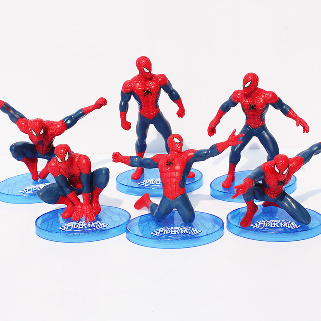 Figurki Anime Spiderman - Zestaw 7 sztuk do dekoracji ciast, 7-11cm, PVC, Marvel Spiderman - świetne prezenty dla dzieci - Wianko - 2