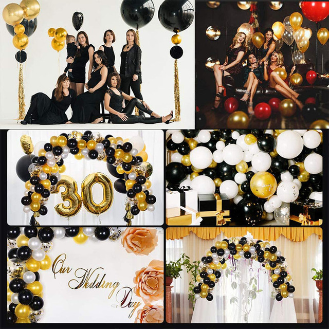 Zestaw 51 czarnych złotych balonów dekoracyjnych na imprezę urodzinową z okazji 50. rocznicy - Wianko - 6
