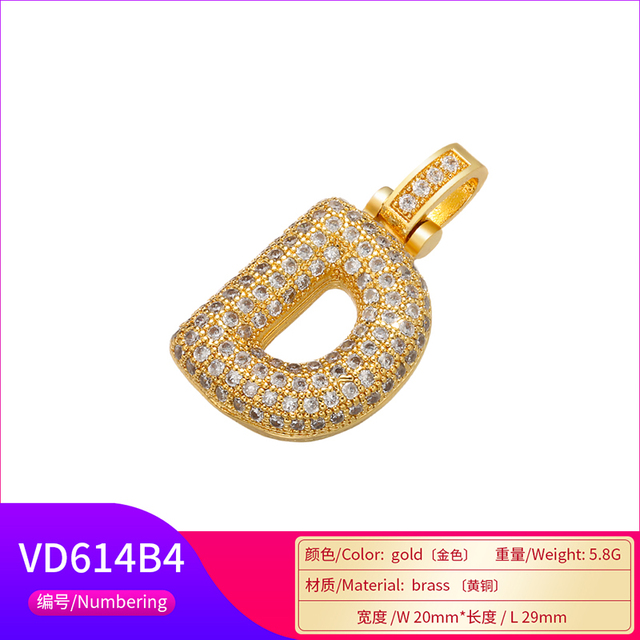 Naszyjnik Delikatny i gruby wisiorek z literą złotą VD614 - ZHUKOU 20x29mm, handmade, biżuteria dla kobiet - Wianko - 53