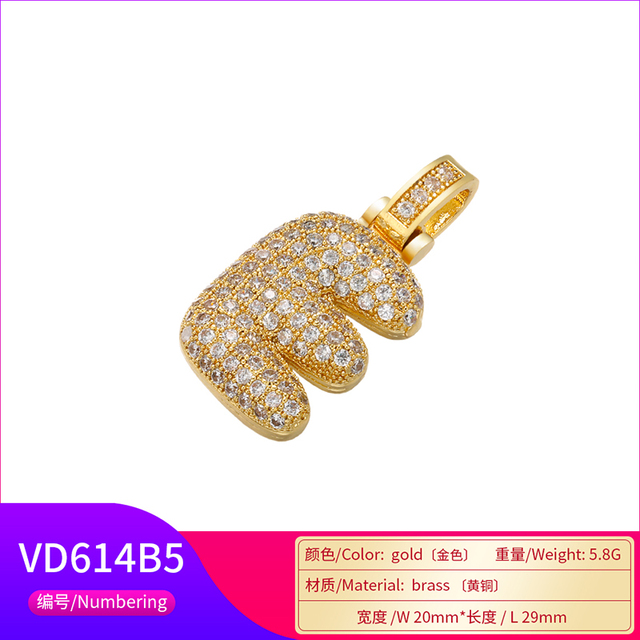 Naszyjnik Delikatny i gruby wisiorek z literą złotą VD614 - ZHUKOU 20x29mm, handmade, biżuteria dla kobiet - Wianko - 54