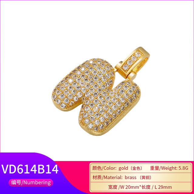 Naszyjnik Delikatny i gruby wisiorek z literą złotą VD614 - ZHUKOU 20x29mm, handmade, biżuteria dla kobiet - Wianko - 63