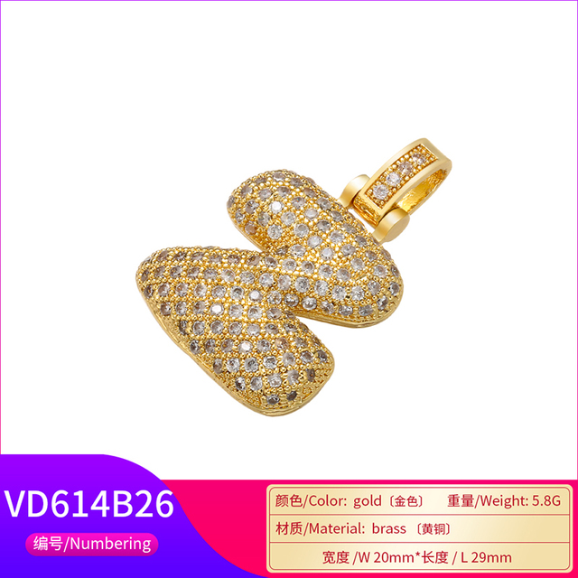 Naszyjnik Delikatny i gruby wisiorek z literą złotą VD614 - ZHUKOU 20x29mm, handmade, biżuteria dla kobiet - Wianko - 75