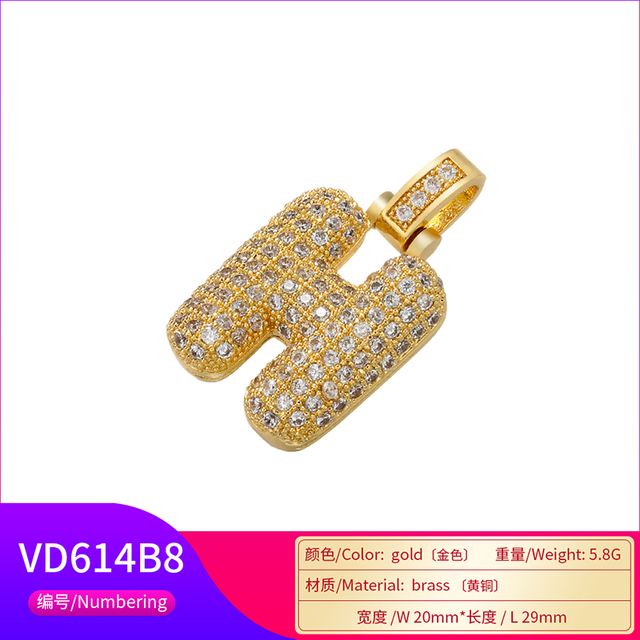 Naszyjnik Delikatny i gruby wisiorek z literą złotą VD614 - ZHUKOU 20x29mm, handmade, biżuteria dla kobiet - Wianko - 57