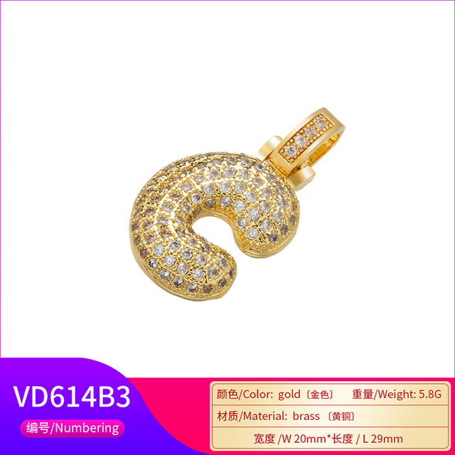 Naszyjnik Delikatny i gruby wisiorek z literą złotą VD614 - ZHUKOU 20x29mm, handmade, biżuteria dla kobiet - Wianko - 52