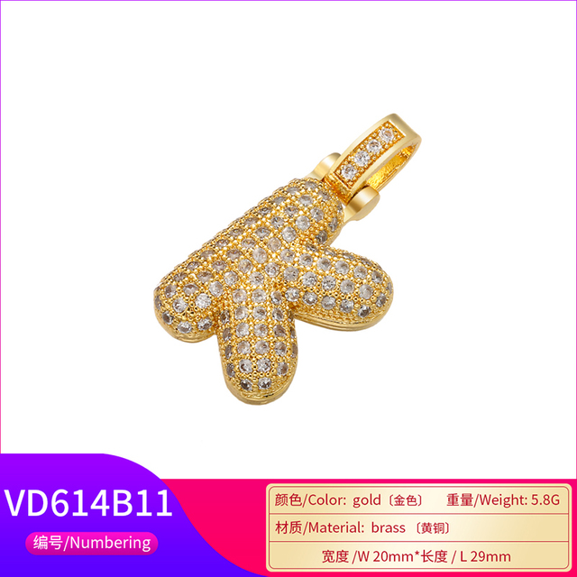 Naszyjnik Delikatny i gruby wisiorek z literą złotą VD614 - ZHUKOU 20x29mm, handmade, biżuteria dla kobiet - Wianko - 60