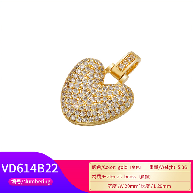 Naszyjnik Delikatny i gruby wisiorek z literą złotą VD614 - ZHUKOU 20x29mm, handmade, biżuteria dla kobiet - Wianko - 71
