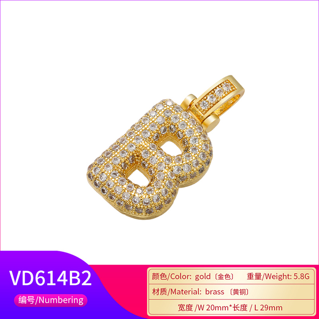 Naszyjnik Delikatny i gruby wisiorek z literą złotą VD614 - ZHUKOU 20x29mm, handmade, biżuteria dla kobiet - Wianko - 51