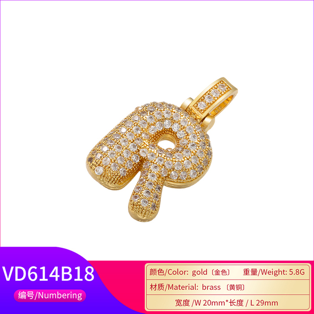 Naszyjnik Delikatny i gruby wisiorek z literą złotą VD614 - ZHUKOU 20x29mm, handmade, biżuteria dla kobiet - Wianko - 67