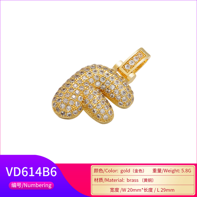 Naszyjnik Delikatny i gruby wisiorek z literą złotą VD614 - ZHUKOU 20x29mm, handmade, biżuteria dla kobiet - Wianko - 55