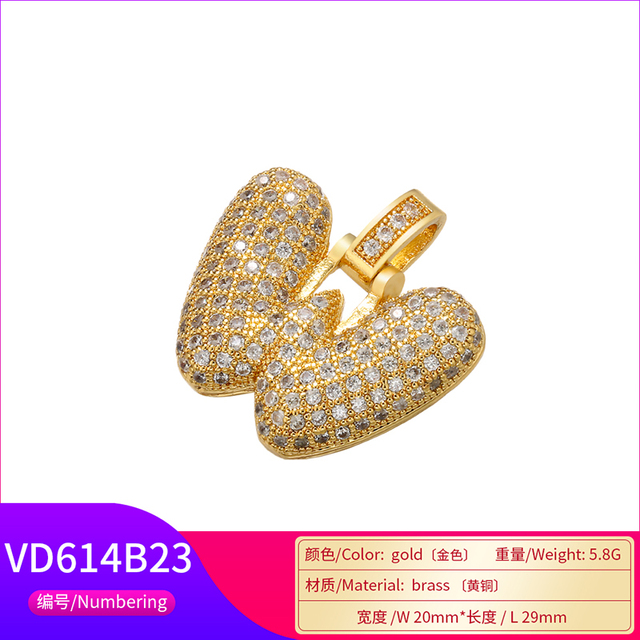 Naszyjnik Delikatny i gruby wisiorek z literą złotą VD614 - ZHUKOU 20x29mm, handmade, biżuteria dla kobiet - Wianko - 72
