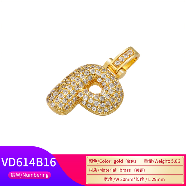 Naszyjnik Delikatny i gruby wisiorek z literą złotą VD614 - ZHUKOU 20x29mm, handmade, biżuteria dla kobiet - Wianko - 65