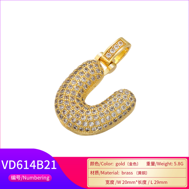 Naszyjnik Delikatny i gruby wisiorek z literą złotą VD614 - ZHUKOU 20x29mm, handmade, biżuteria dla kobiet - Wianko - 70